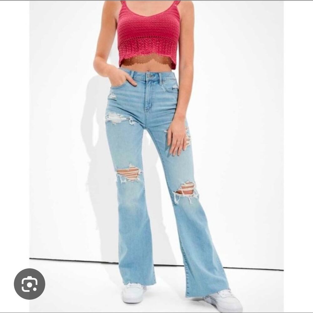 American Eagle AE Ripped Super High-Waisted Flare Jean 6R